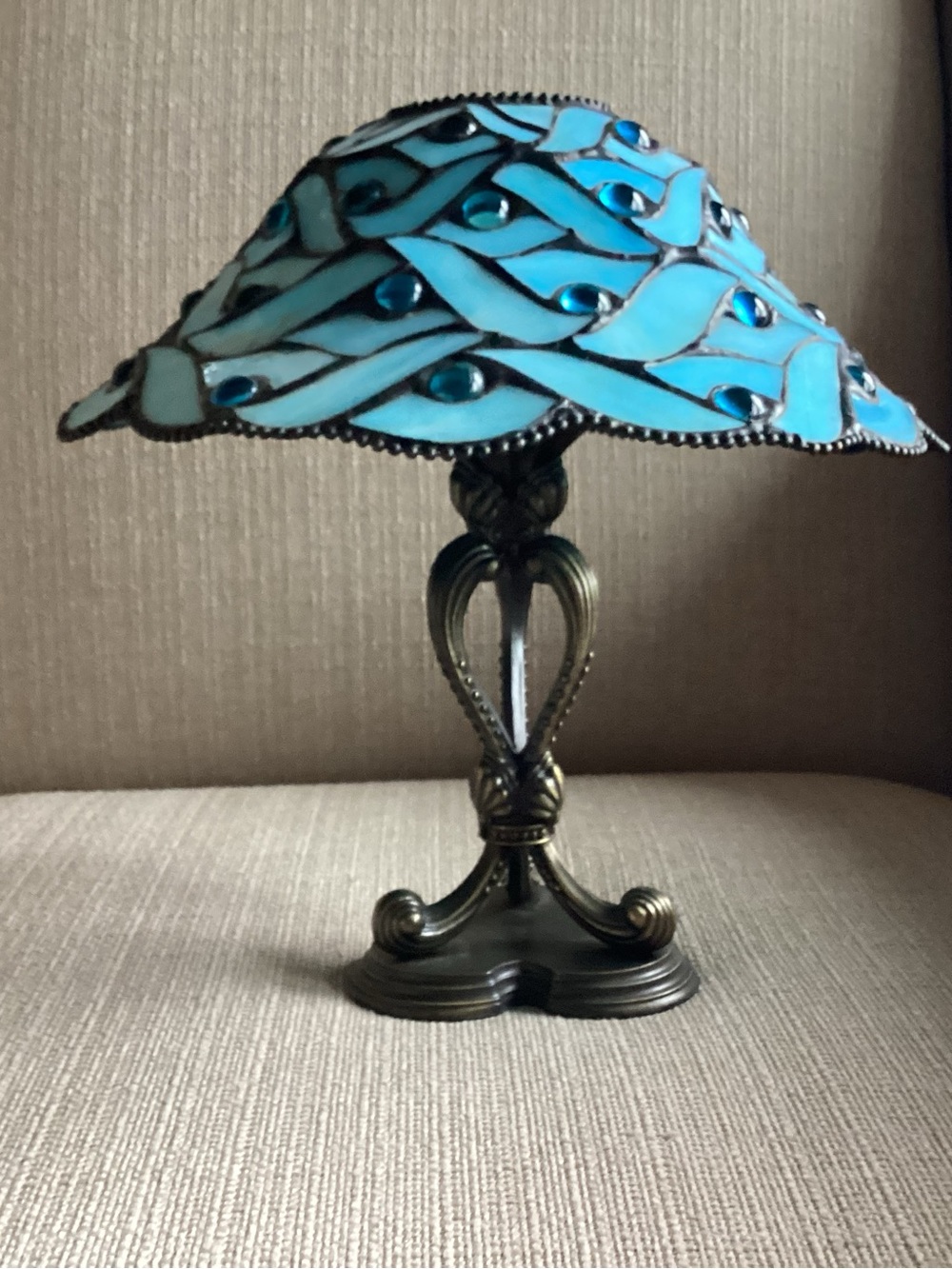 PartyLite Spring Water Candle Holder Lamp Tiffany Style Stained Glass